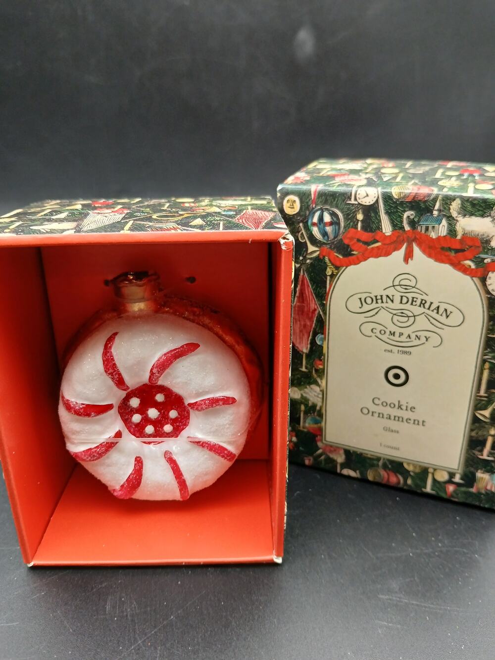 NEW John Derian Company Red & White COOKIE Glass Christmas Ornament Target